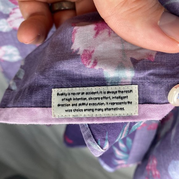 Seven Diamonds Floral Reversed Print Men's Short Sleeve Button Down Size L - Picture 5 of 8